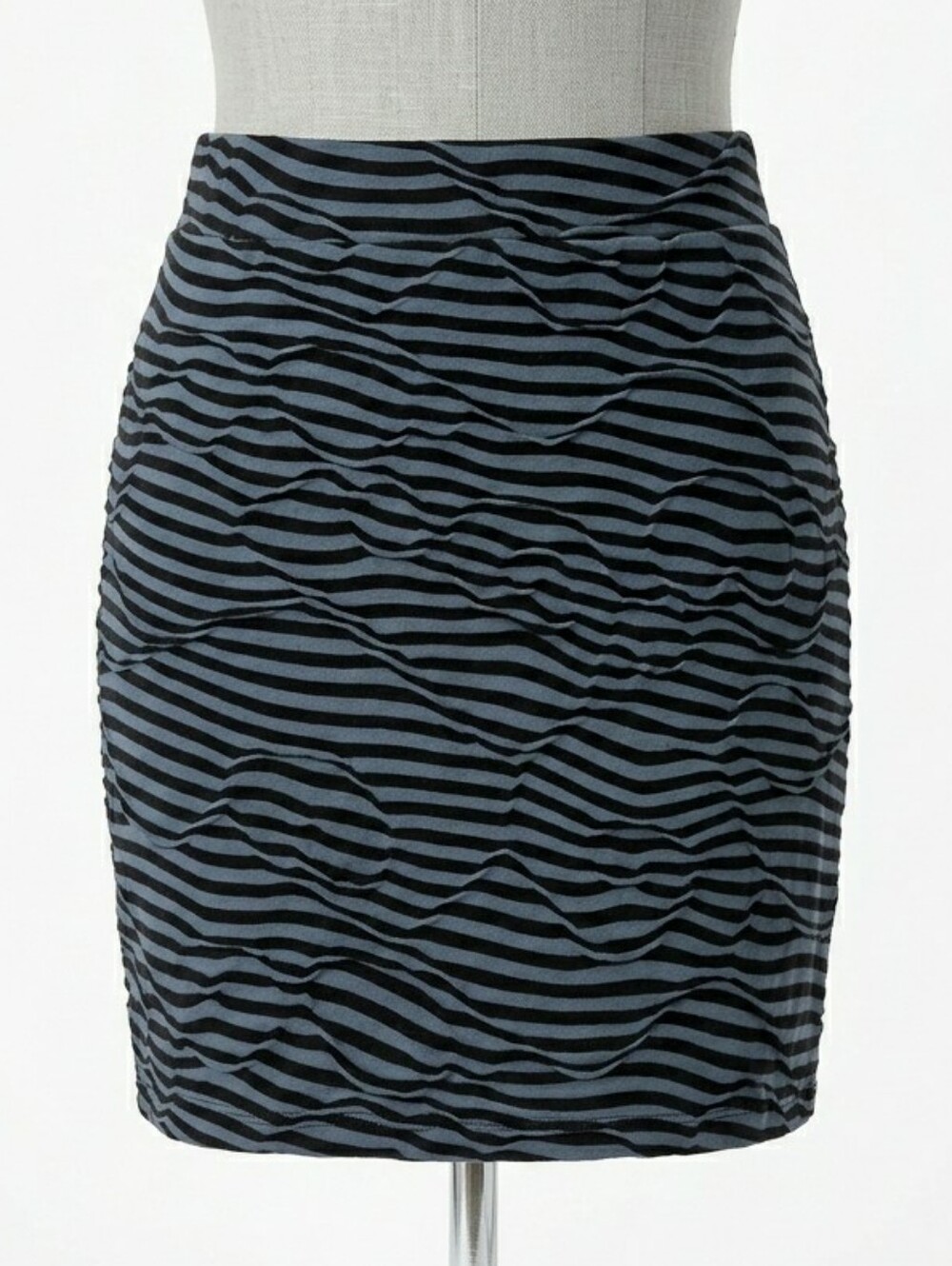 FREE PEOPLE Striped Bodycon Mini Skirt Black Blue Small Cotton Blend Boho Chic